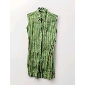 Romper Cobbies By Cos Cob 70s Green Yellow Blue Striped Button Down 11/12 Disco